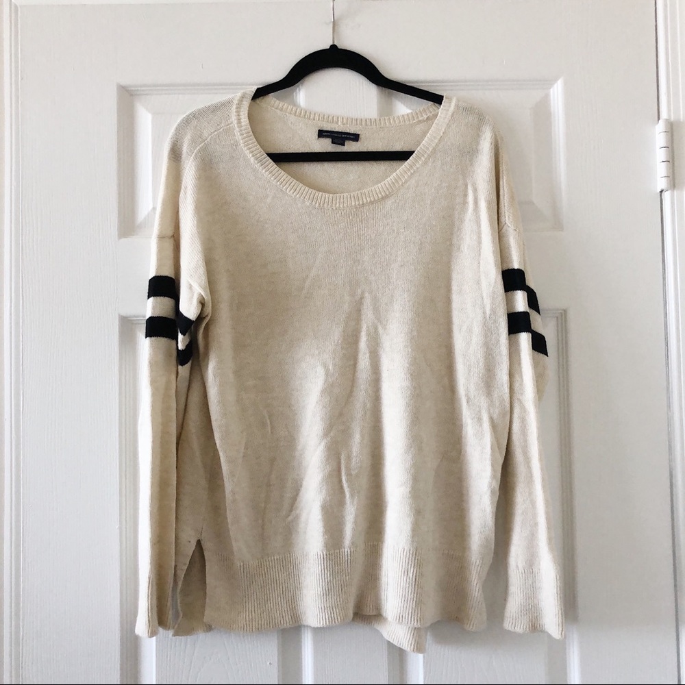 American Eagle Sweater with Striped Sleeves